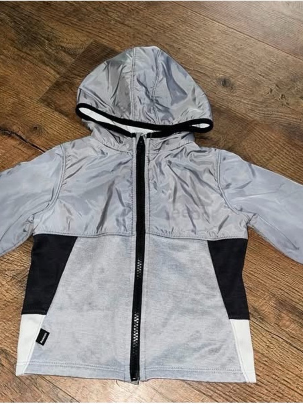 Reebok Silver, Black & White Hooded Kids Jacket